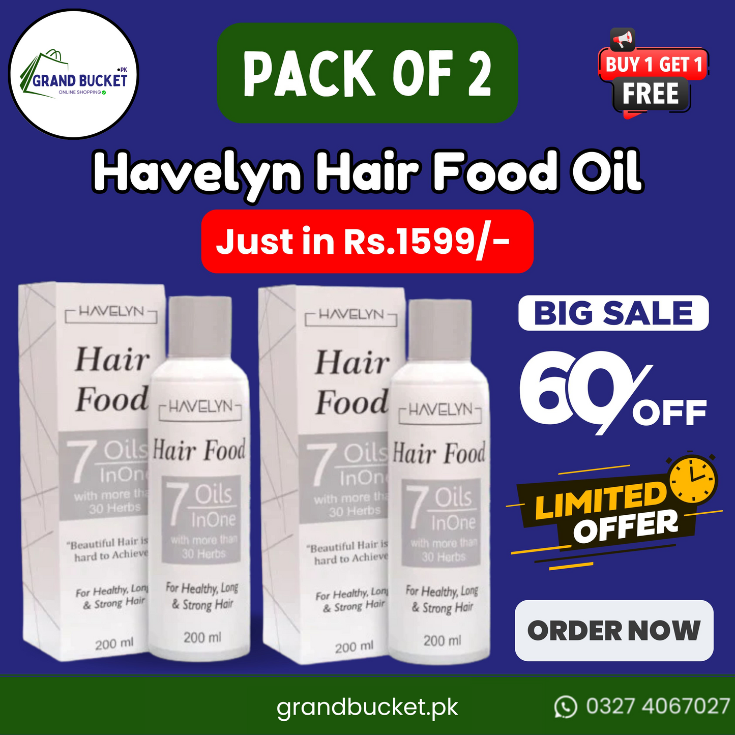 (Special Offer) Pack of 2🔥: Havelyn Hair Food Oil 7 In One